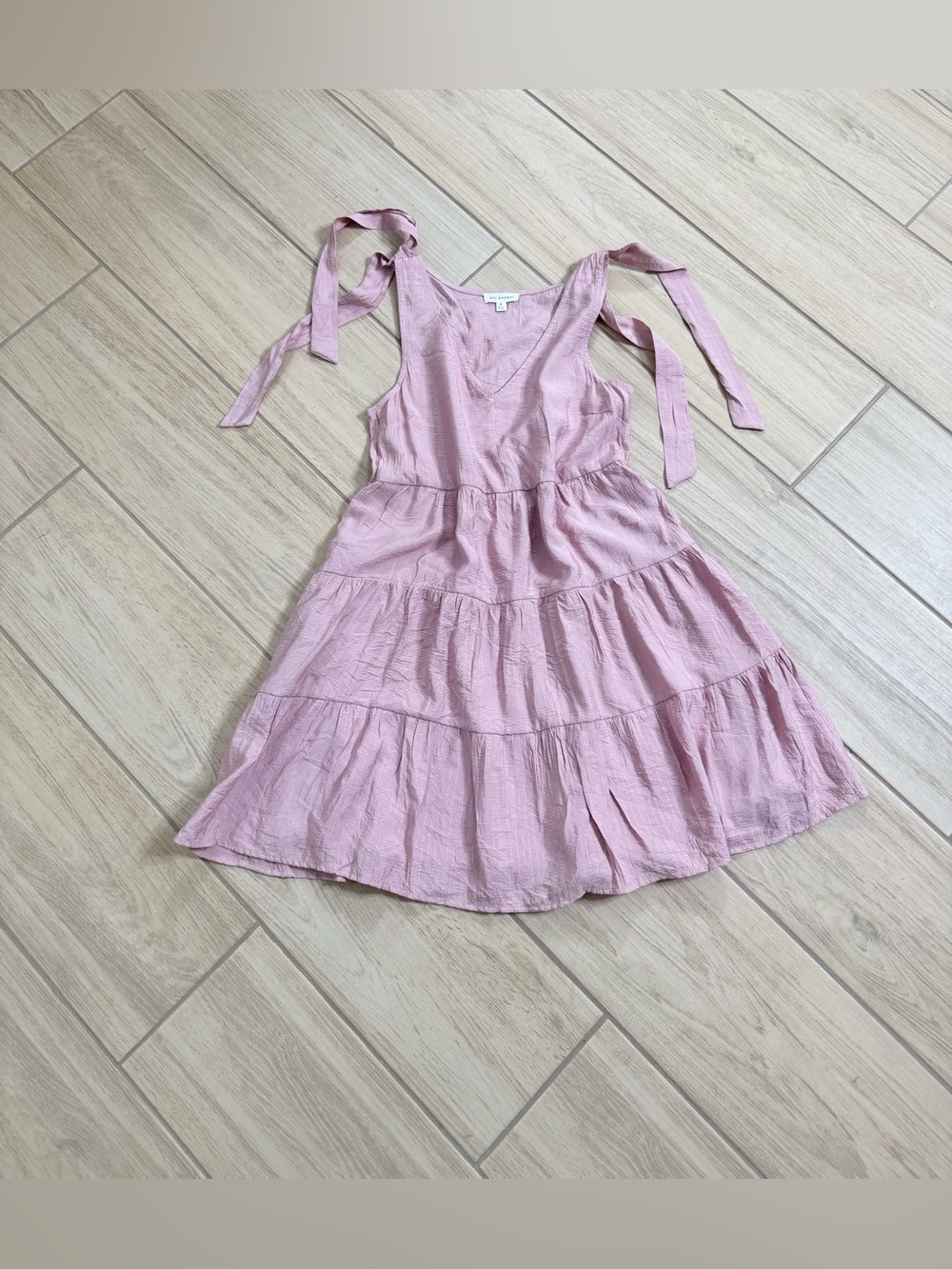 Blu Pepper Pink Tiered Tie Strap Mini Dress Size Small Boho